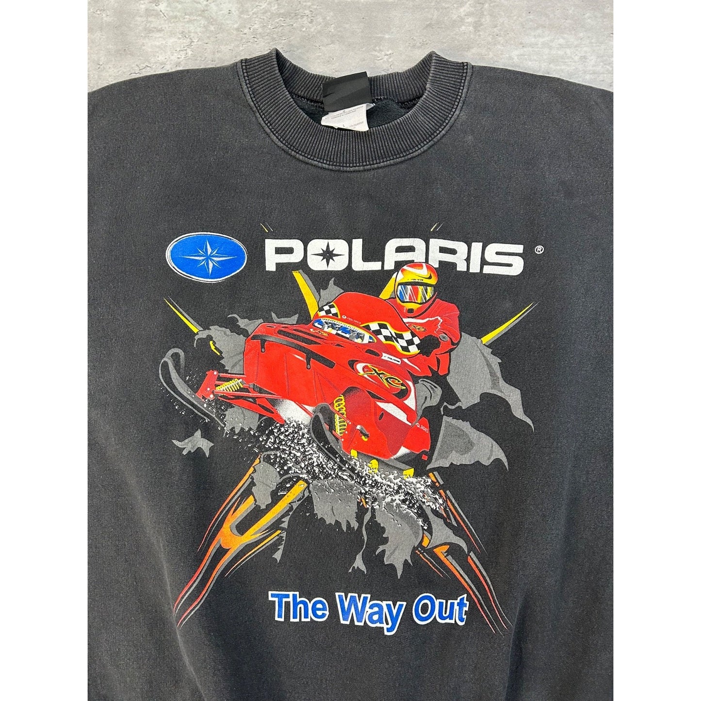 Vintage 90s Polaris Snowmobile The Way Out Big Graphic Sweatshirt Size Large