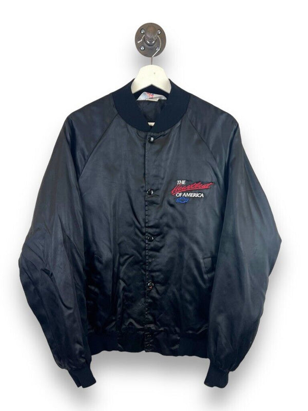 Vintage 80s/90s Chevy Heartbeat Of America Satin Bomber Jacket Size Medium
