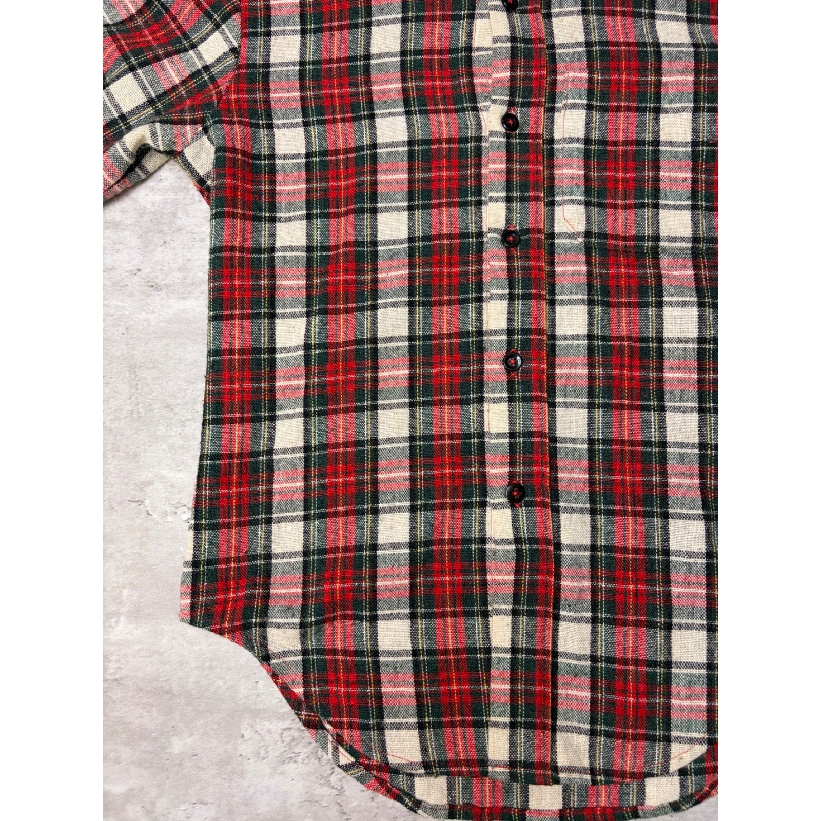 Vintage 1970s Hand Made Plaid Print Insulated Collared Jacket Size Large