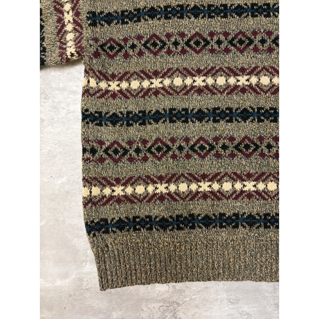 Vintage Jantzen Abstract Pattern Striped Pullover Knit Sweater Size Large