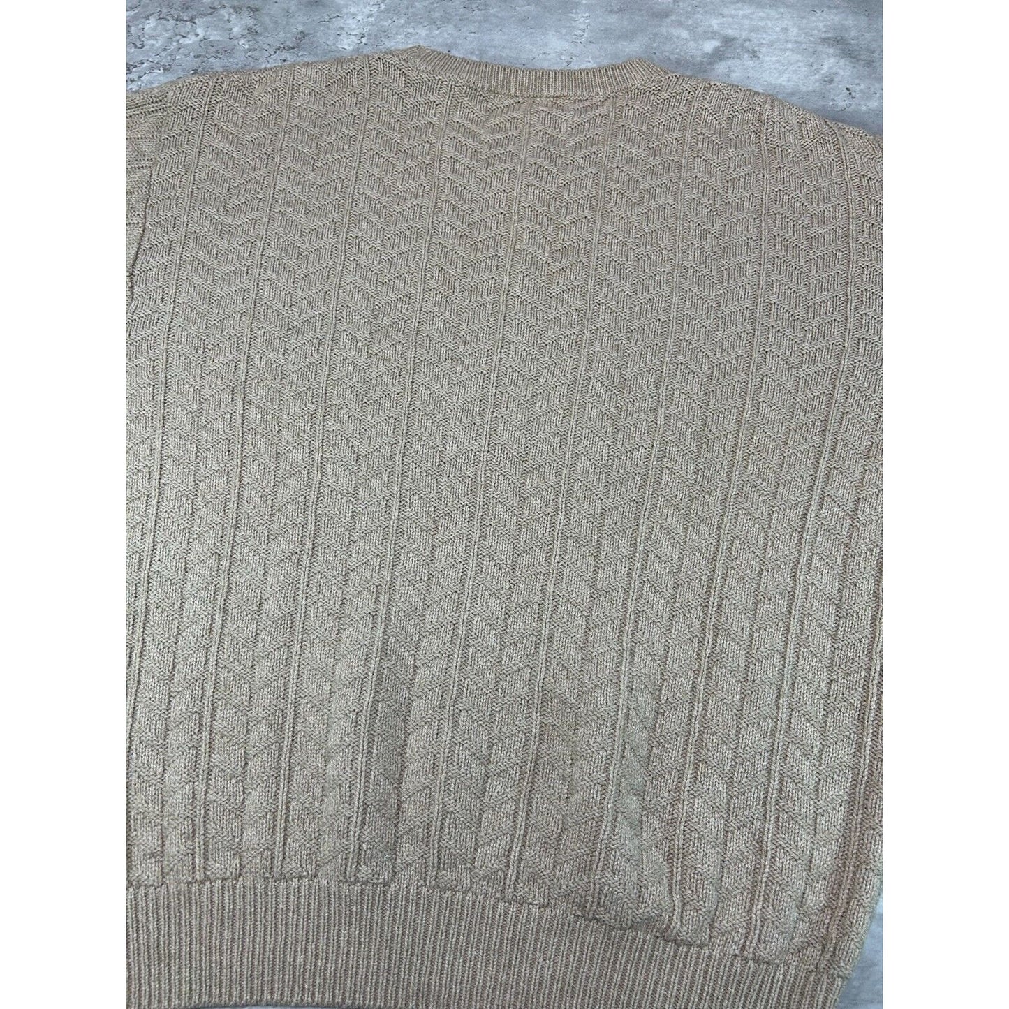 Vintage 90s L.L. Bean Textured Ribbed Pull Over Knit Sweater Size Large Beige