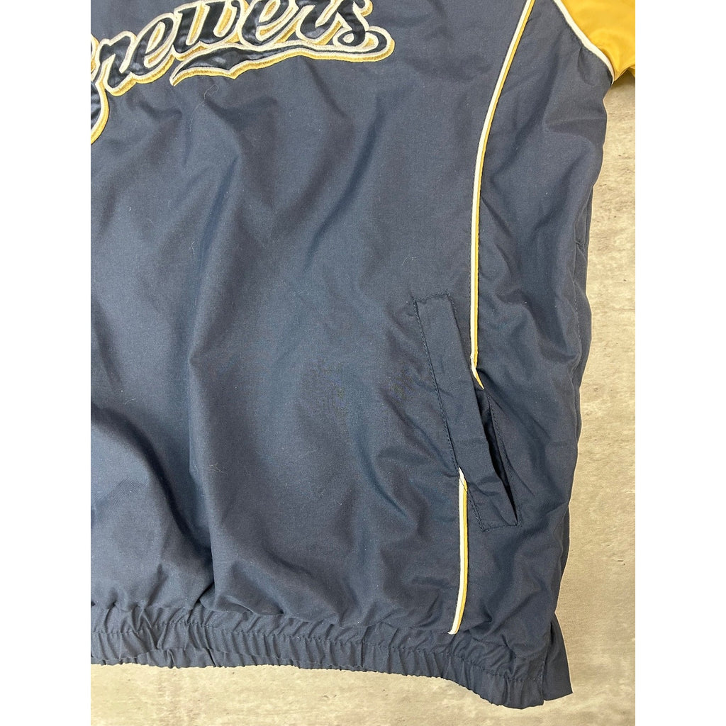 Vintage Milwaukee Brewers MLB Embroidered Pullover Baseball Jacket Size Large