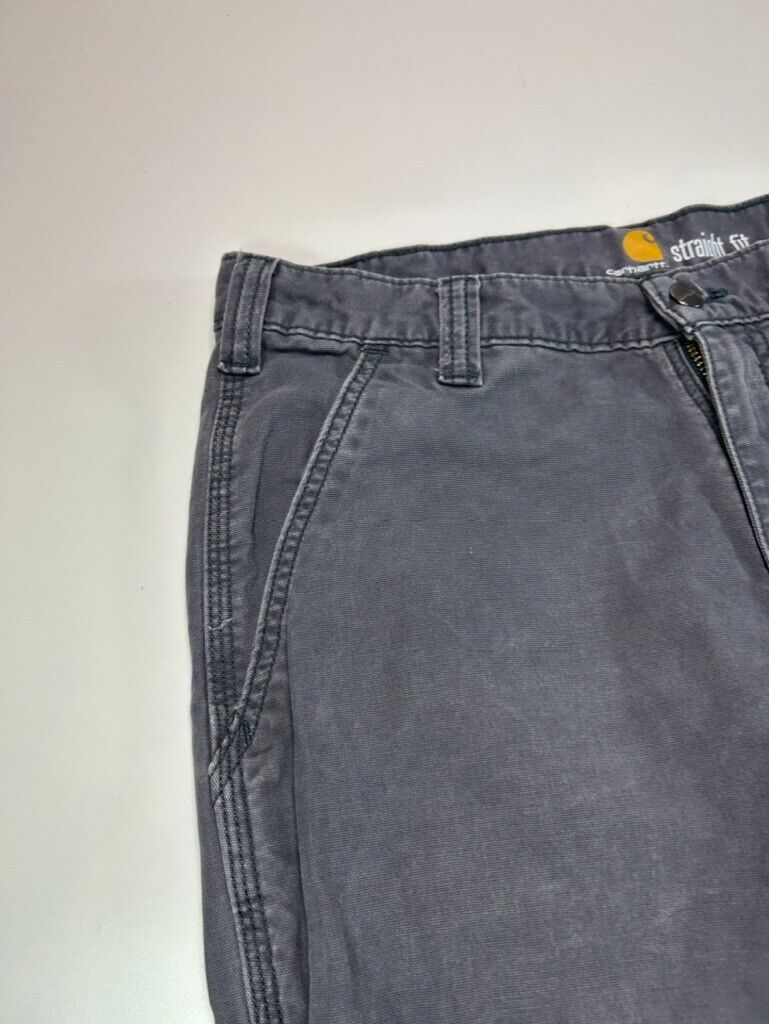 Carhartt Straight Fit Canvas Workwear Pants Size 35 Gray