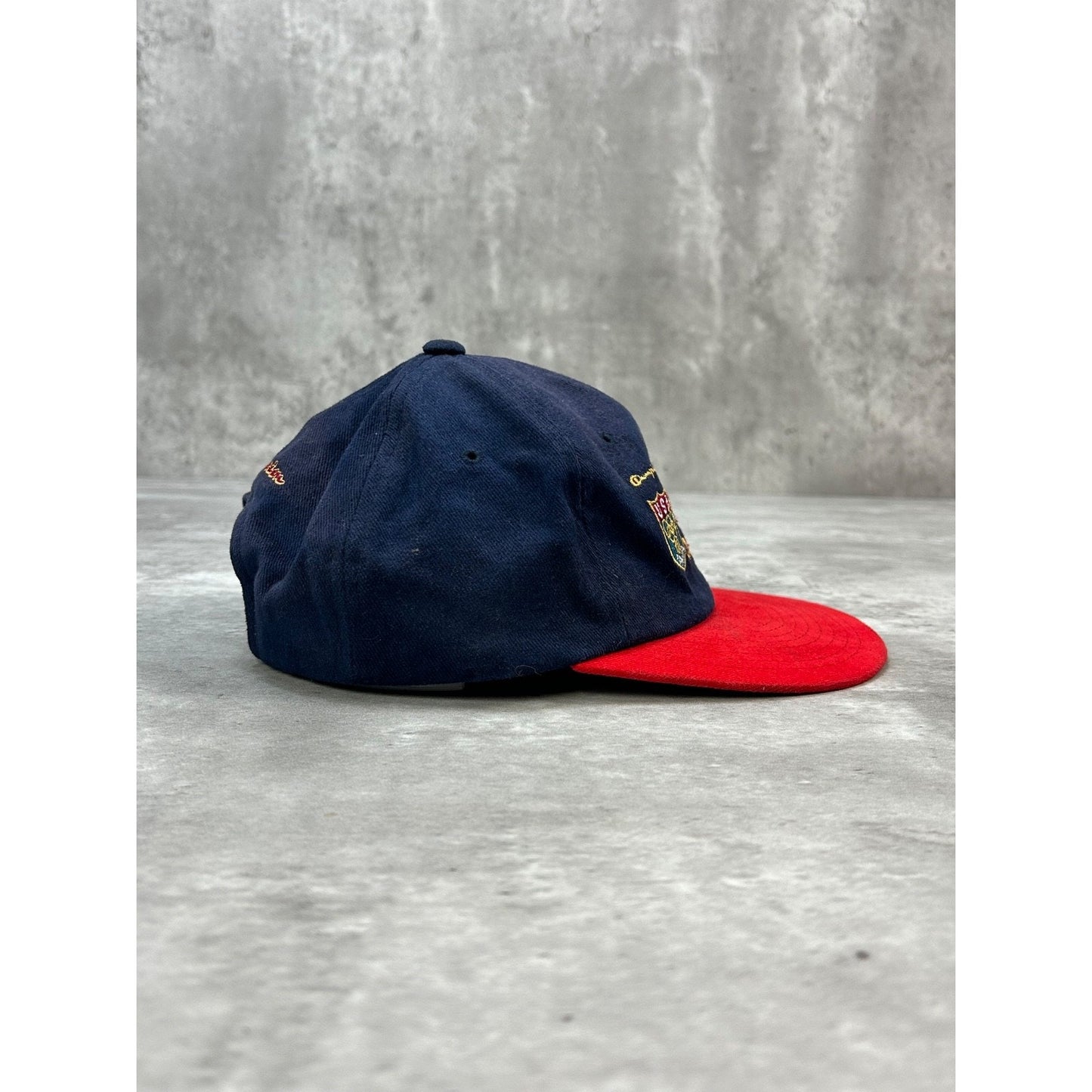 Vintage 90s USA Olympic Team Embroidered Spellout Crest Snapback Hat OSFA