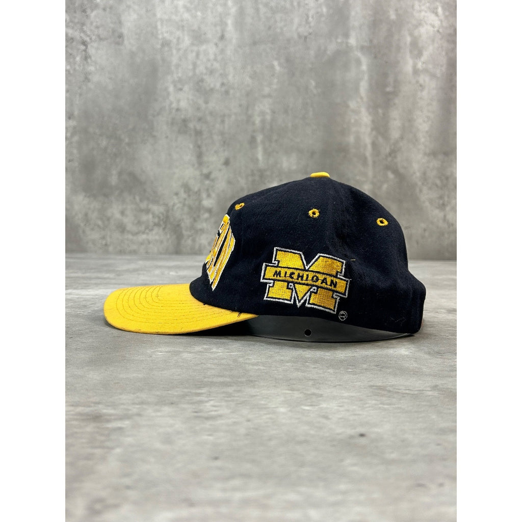 Vintage 90s Michigan Wolverines NCAA Starter Arc Spellout YOUTH Strapback Hat