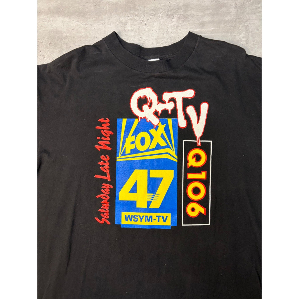 Vintage Q-TV Saturday Late Night Q106 Grahpic T-Shirt Size XL