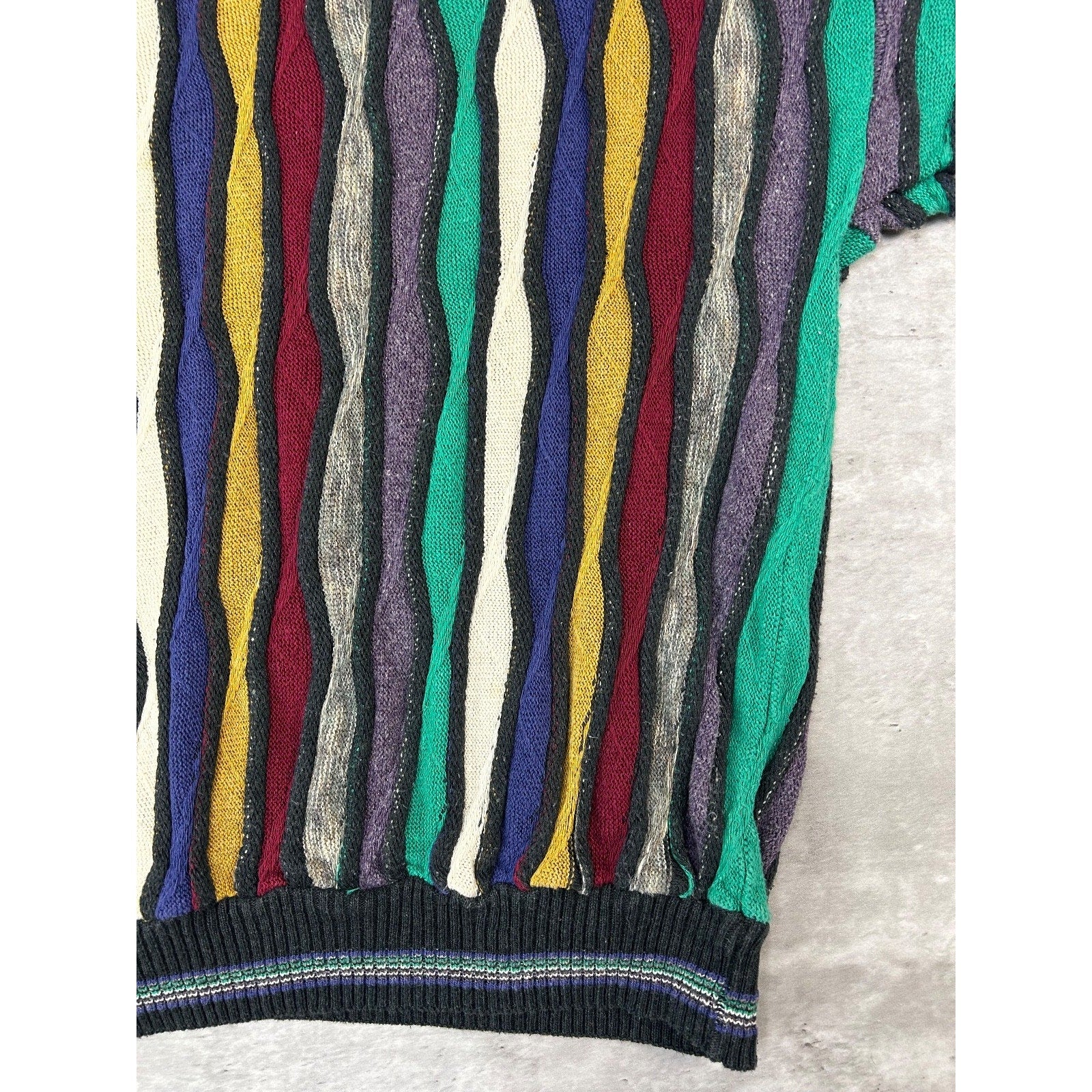 Vintage 90s Alfani 3D Striped Print Pullover Knit Sweater Size XL