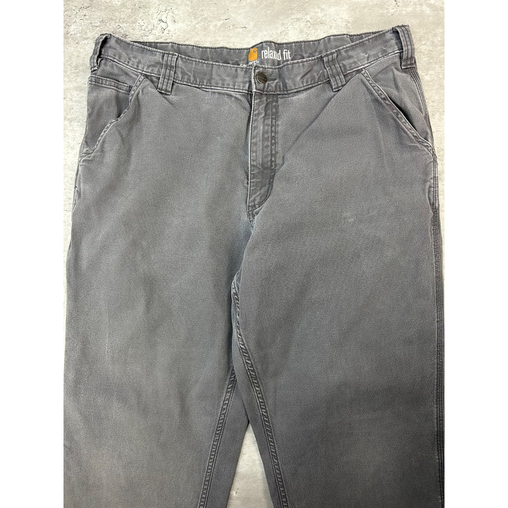Carhartt Relaxed Fit Canvas Workwear Gray Five Pocket Pants Size 37