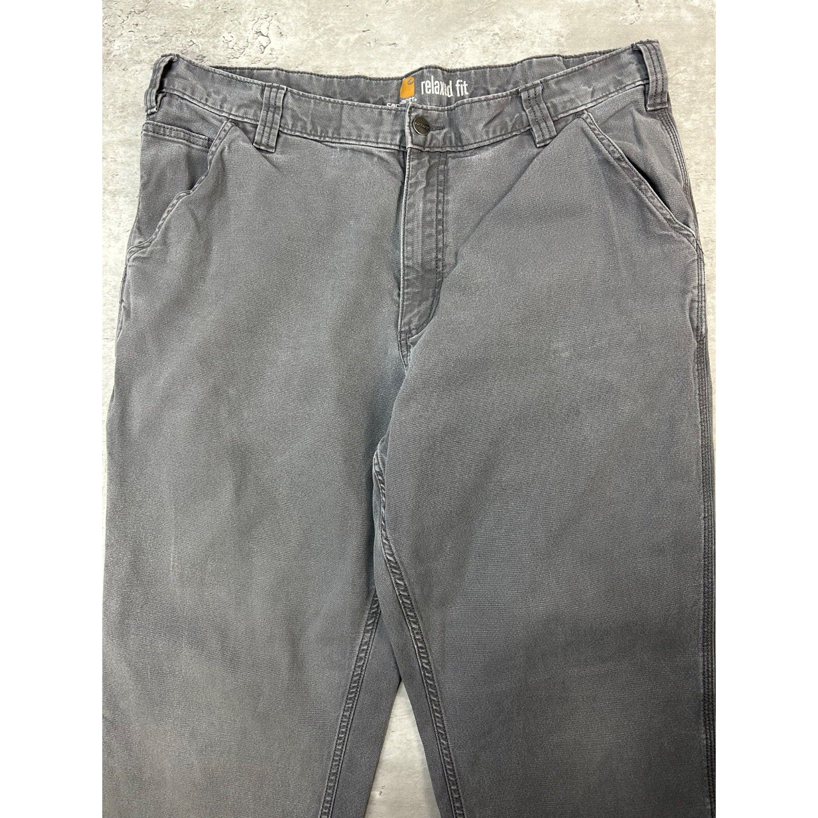 Carhartt Relaxed Fit Canvas Workwear Gray Five Pocket Pants Size 37