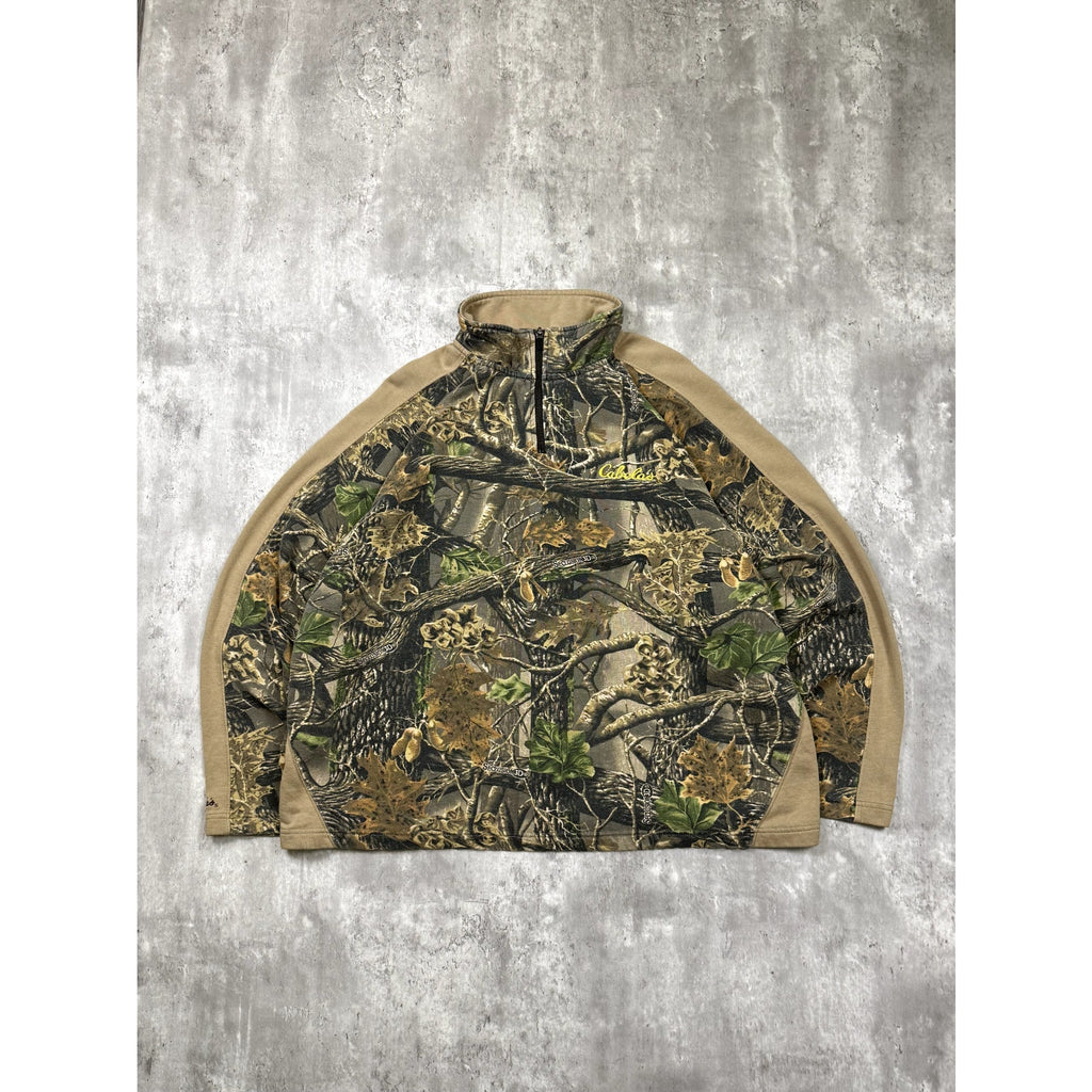 Vintage Cabela's Seclusion 3D Camo 1/4 Zip Mockneck Sweatshirt Size 2XL