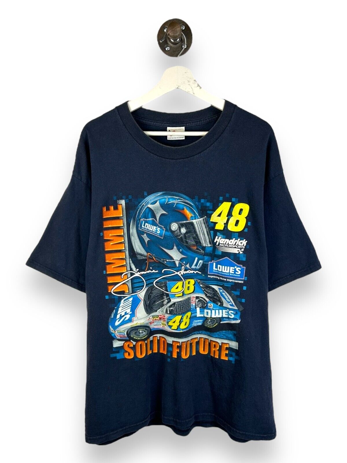 Vintage Jimmy Johnson #48 Nascar Racing Big Graphic T-Shirt Size XL Blue