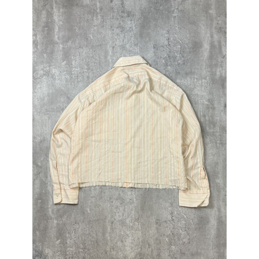 Vintage 90s Arrow Kent Striped Print Reworked Cropped Button Up Shirt Size XL