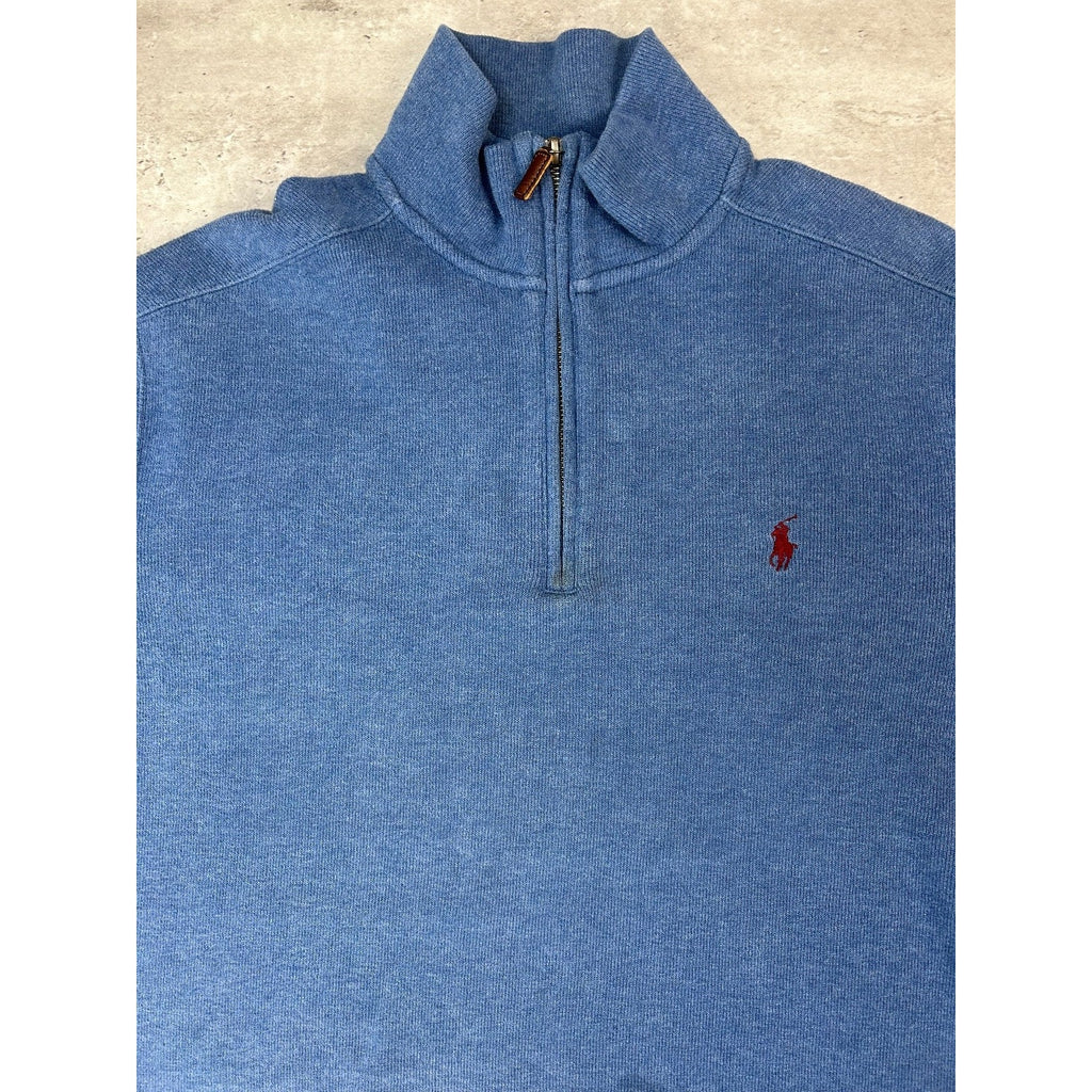 Vintage Polo Ralph Lauren Embroidered Pony 1/4 Zip Sweatshirt Size Large