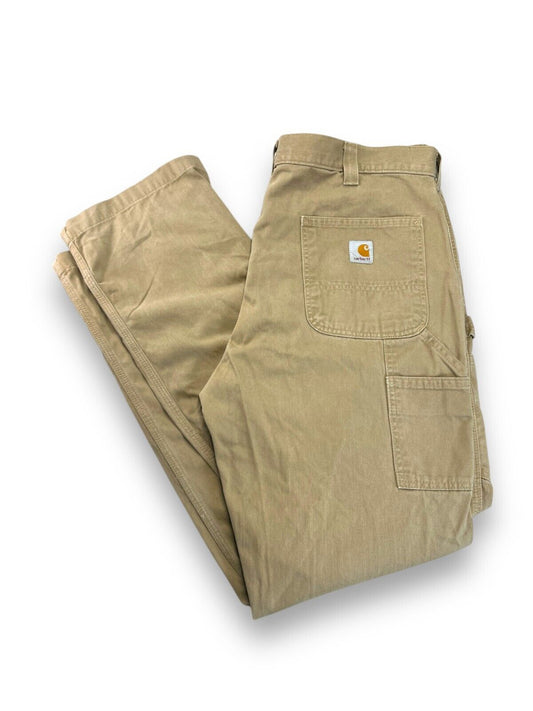 Vintage Carhartt Relaxed Fit Canvas Workwear Carpenter Pants Size 38W Beige