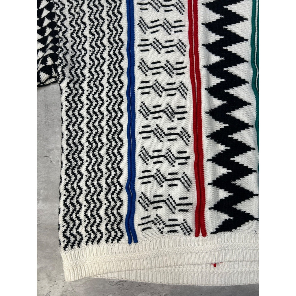 Vintage 90s Concrete Abstract Striped Pullover Knit Sweater Size Large