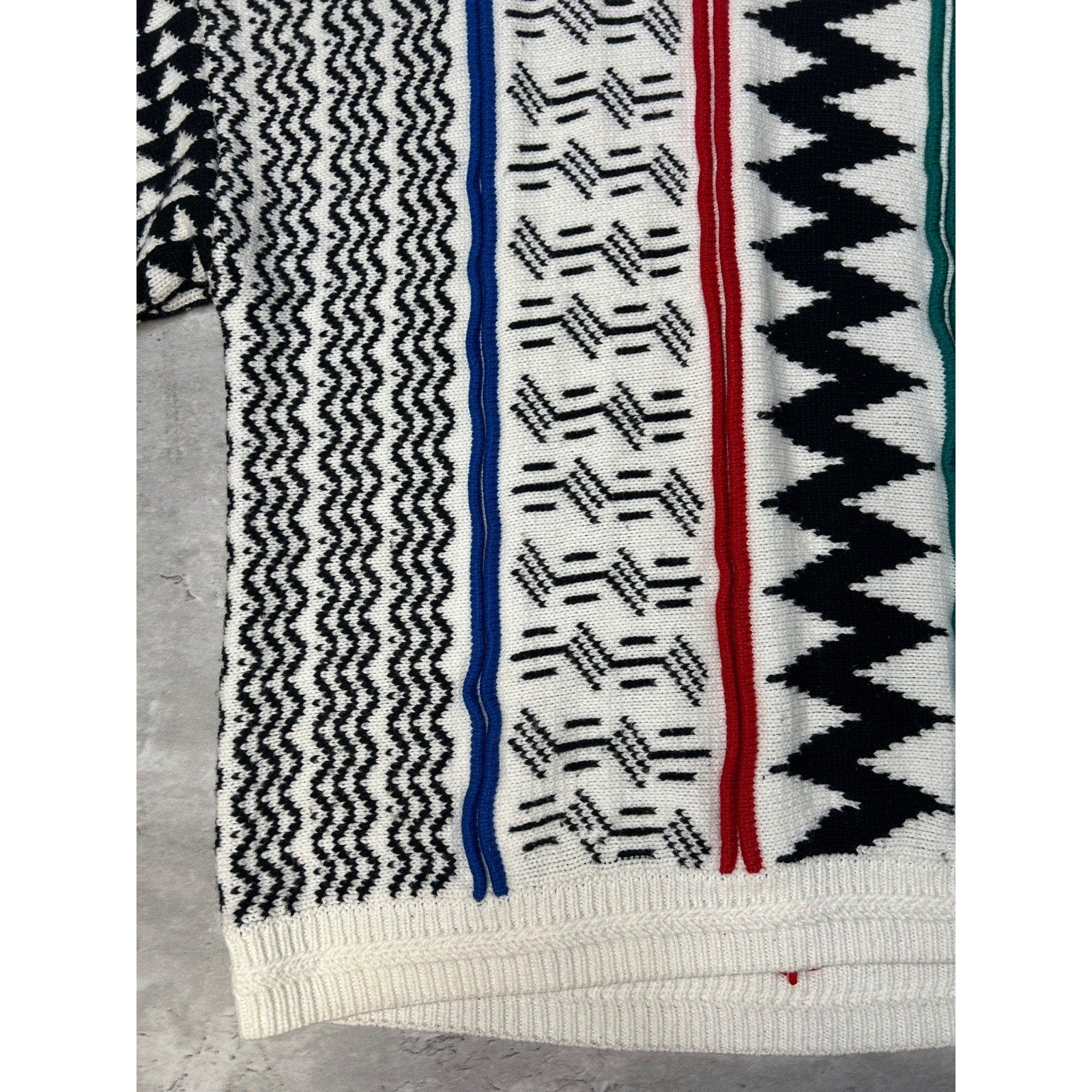 Vintage 90s Concrete Abstract Striped Pullover Knit Sweater Size Large