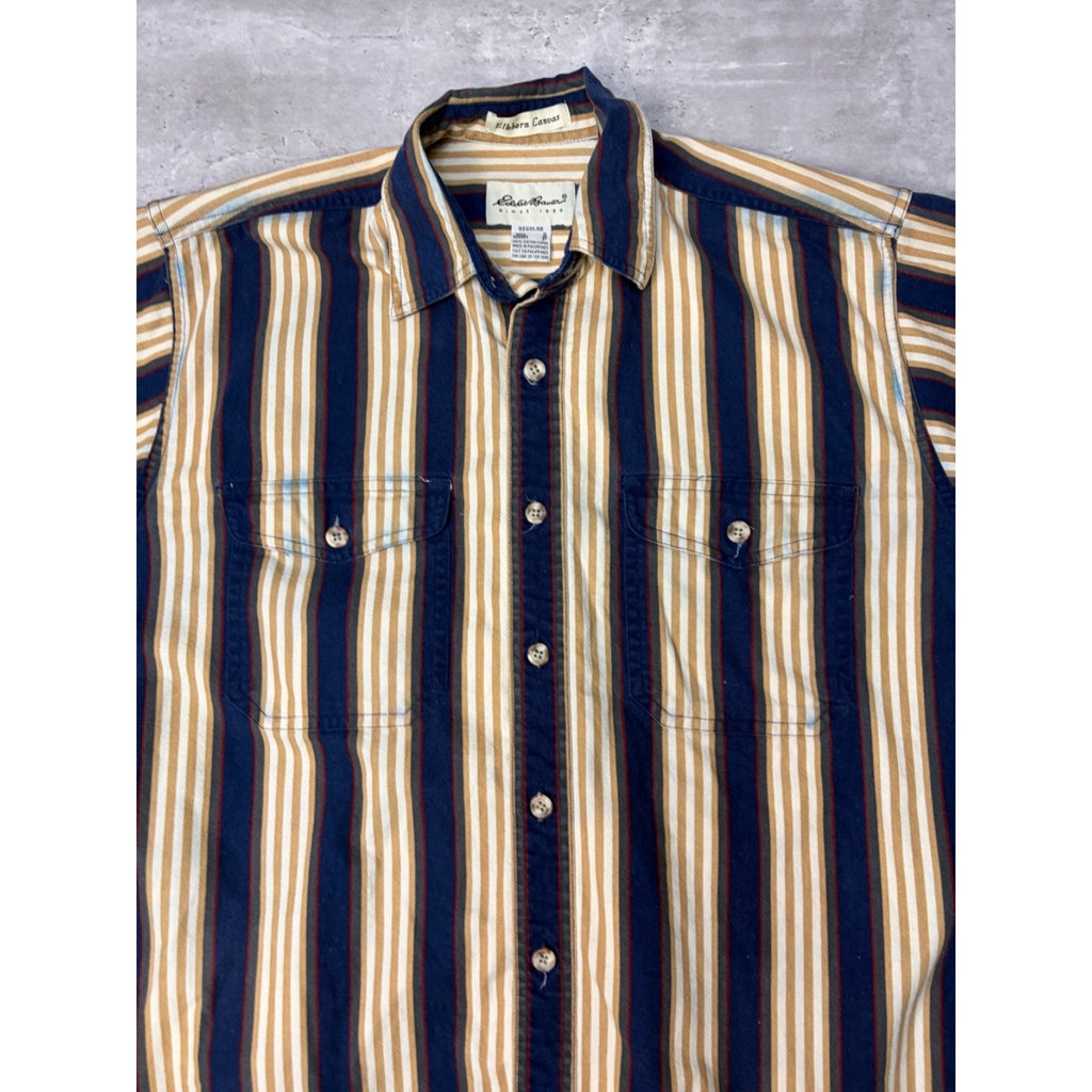 Vintage Eddie Bauer Striped Print Long Sleeve Button Up Shirt Size Small