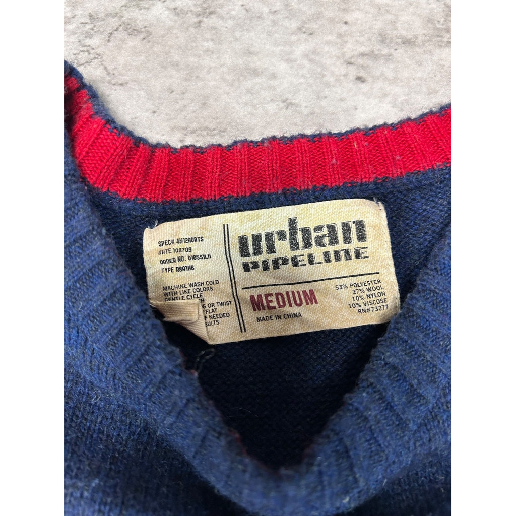 Vintage Urban Pipeline Geometric Striped Pullover Knit Sweater Size Medium