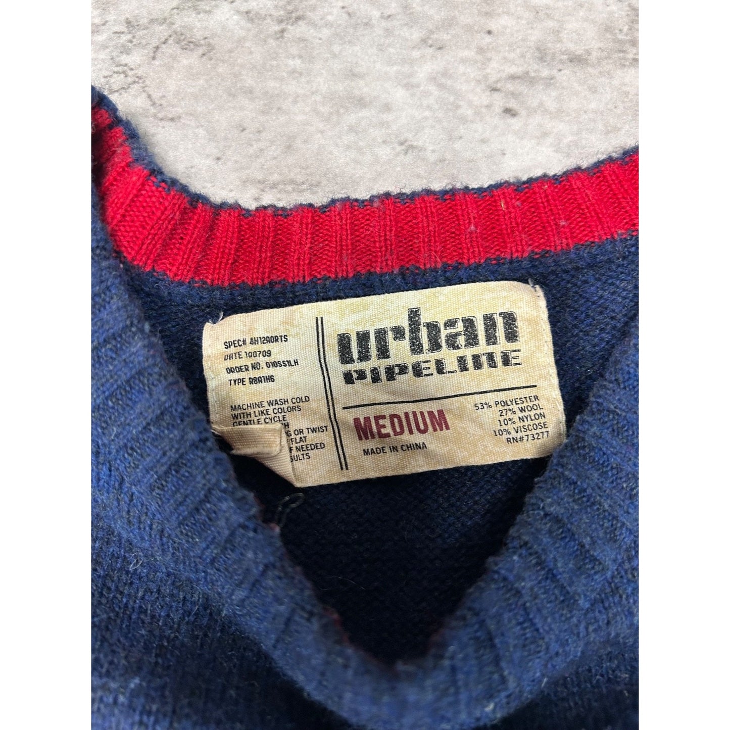 Vintage Urban Pipeline Geometric Striped Pullover Knit Sweater Size Medium