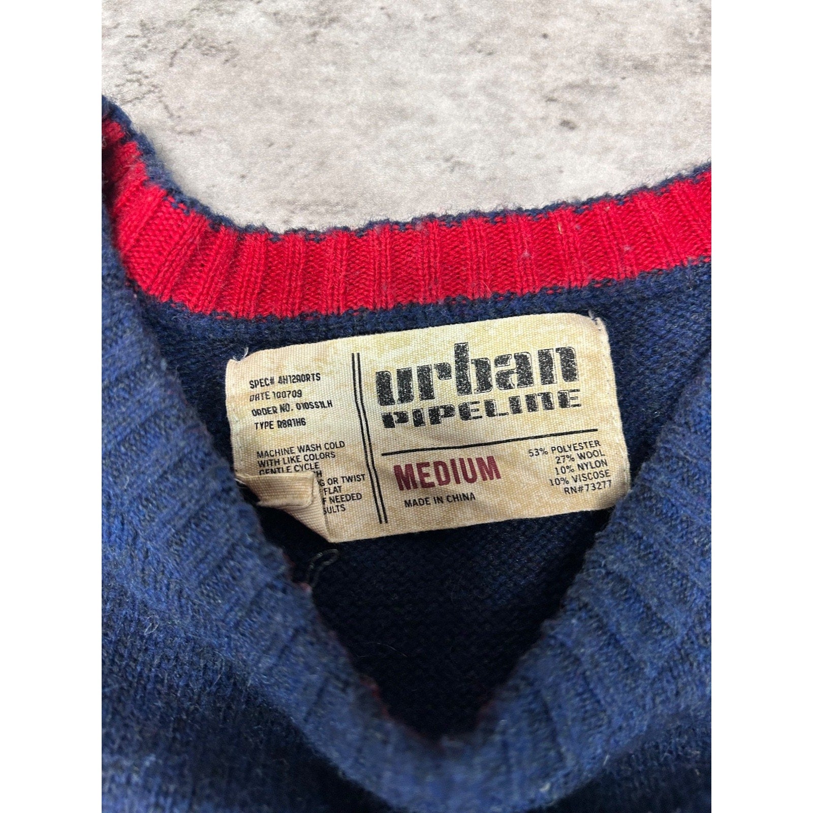 Vintage Urban Pipeline Geometric Striped Pullover Knit Sweater Size Medium