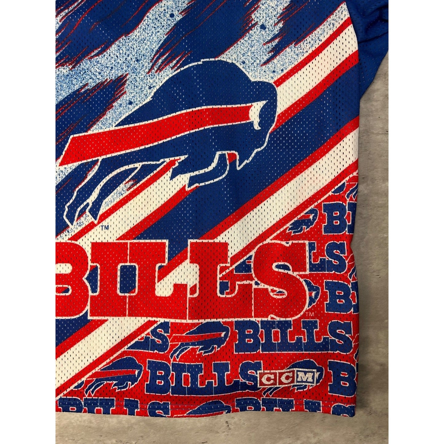 Vintage 90s Buffalo Bills NFL CCM Maska All Over Print Football Jersey Size XL
