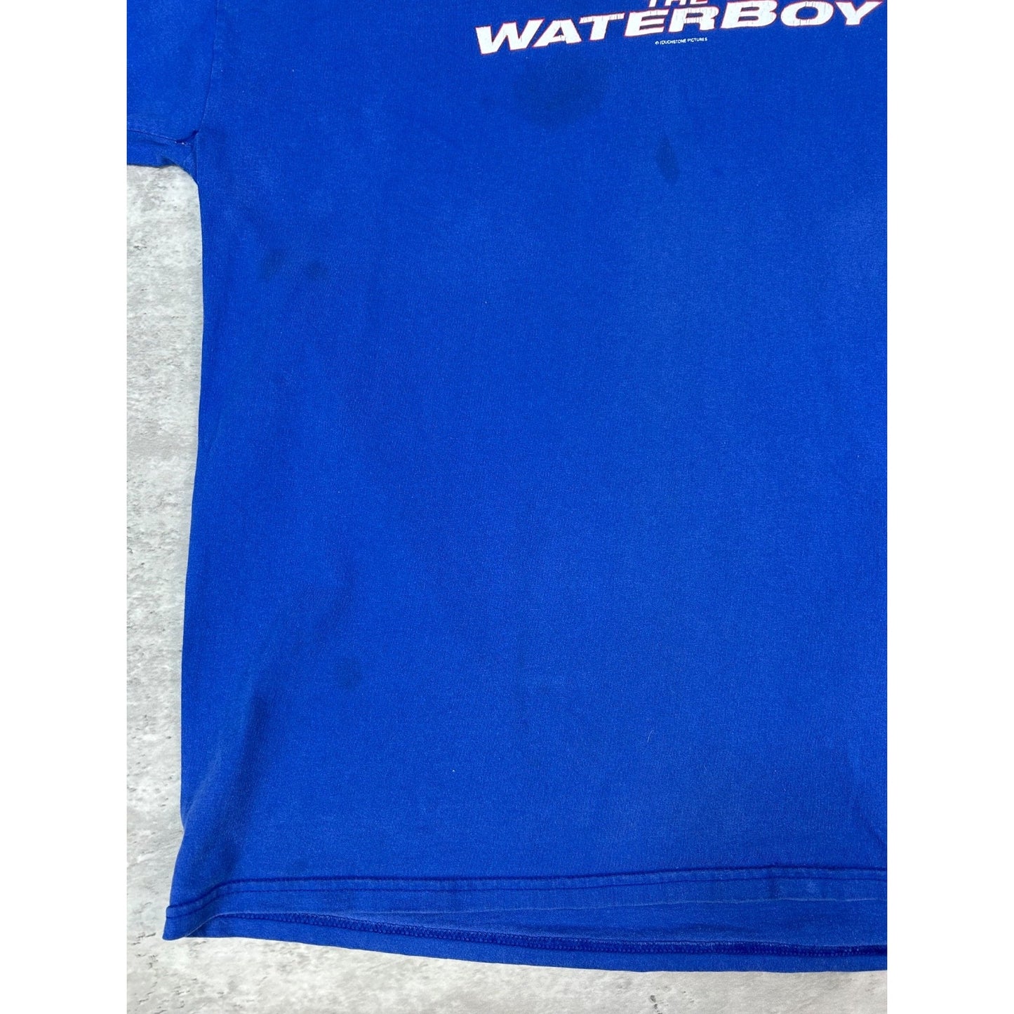 Vintage 1998 Adam Sandler The Waterboy Movie Promo T-Shirt Size XL Blue