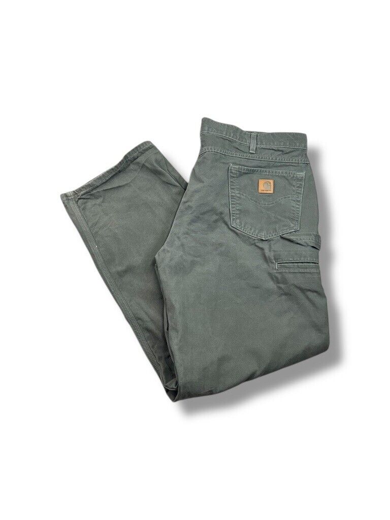 Vintage Carhartt Loose Fit Canvas Workwear Carpenter Pants Size 40 Green