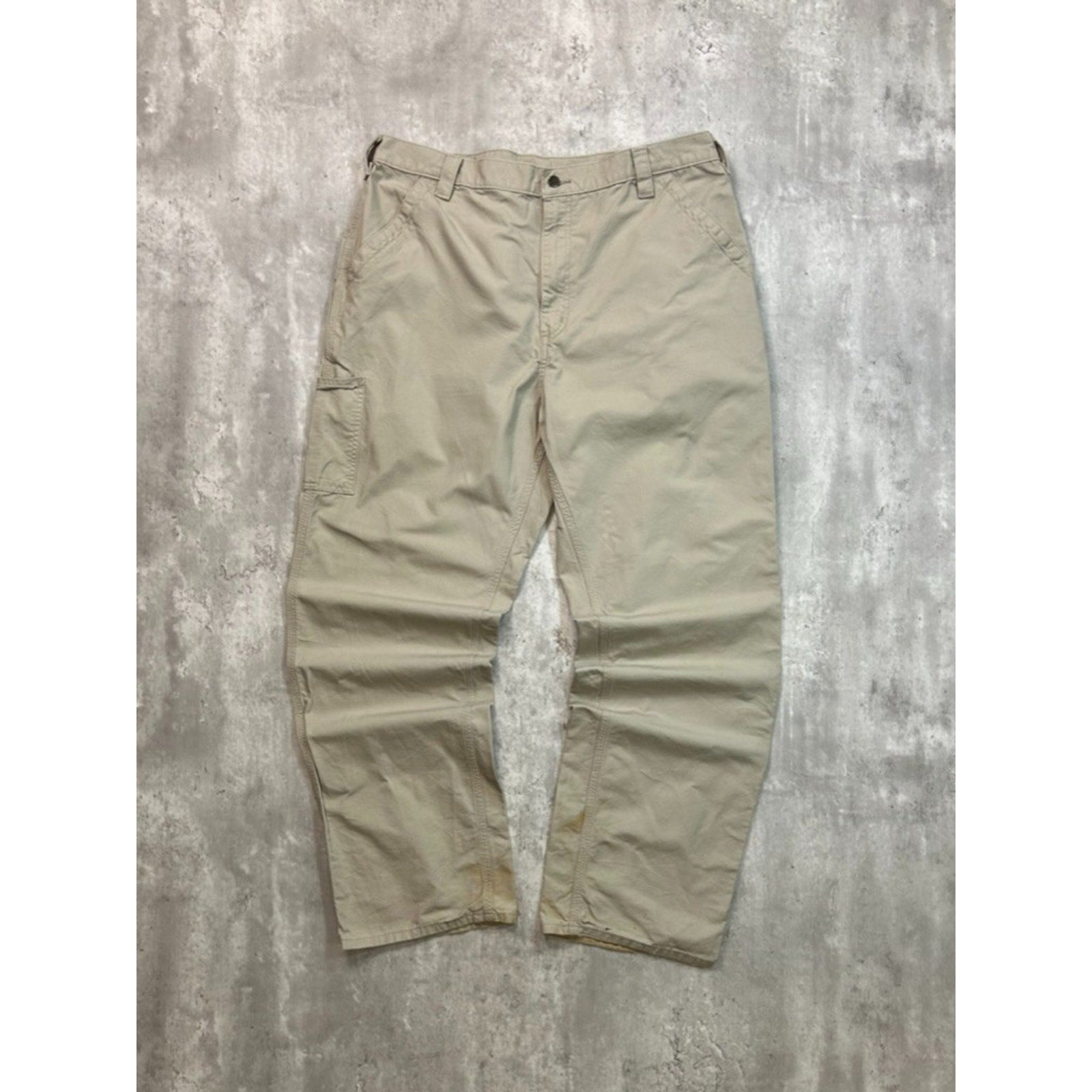 Vintage Carhartt Canvas Workwear Beige Carpenter Pants Size 39