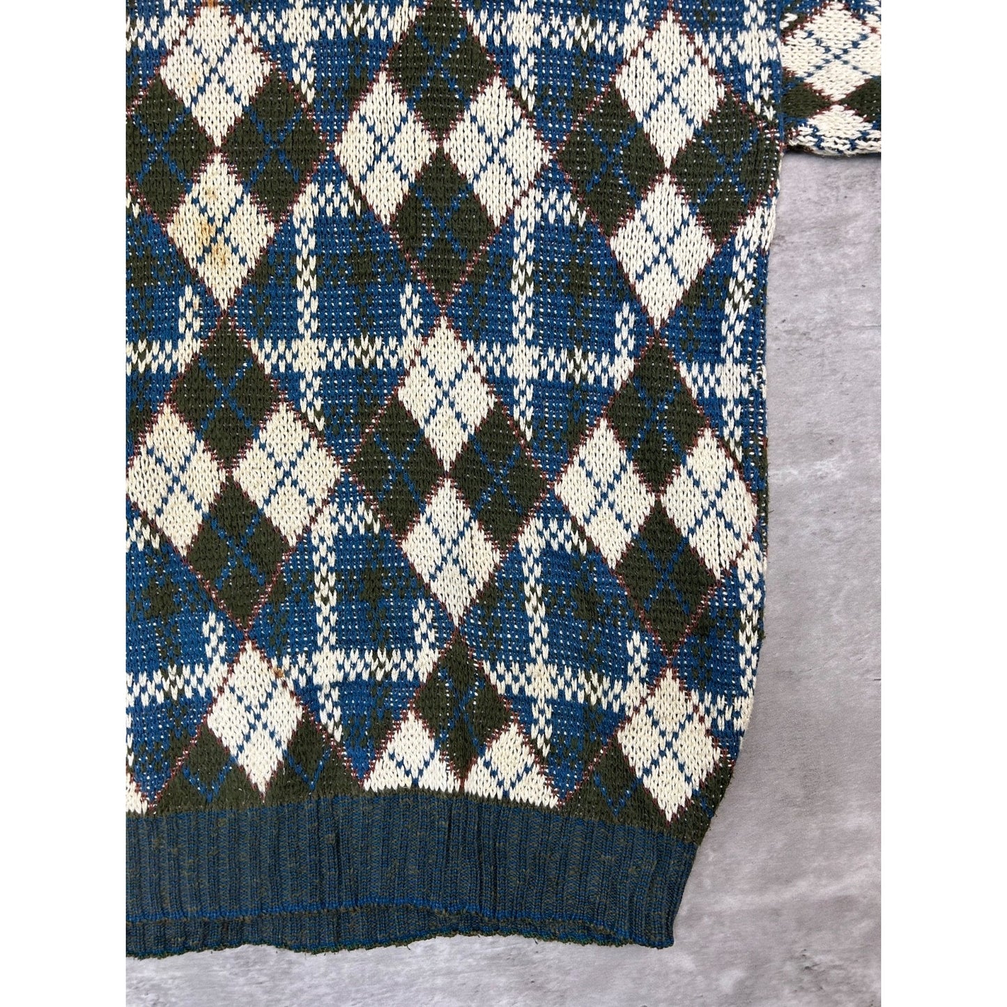 Vintage 90s Crossings Argyle Print Pullover Knit Sweater Size Large