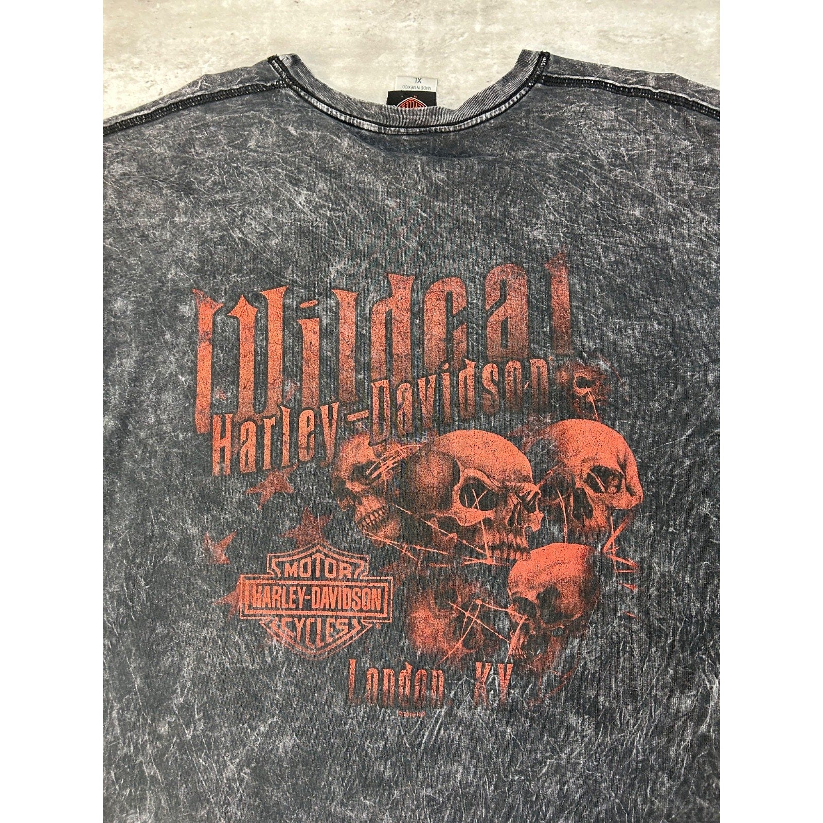 Vintage Harley Davidson Skull Graphic Spellout T-Shirt Size XL
