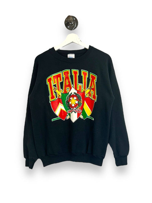 Vintage 80s Italia Graphic Crest Destination Pull Over Sweatshirt Size Large