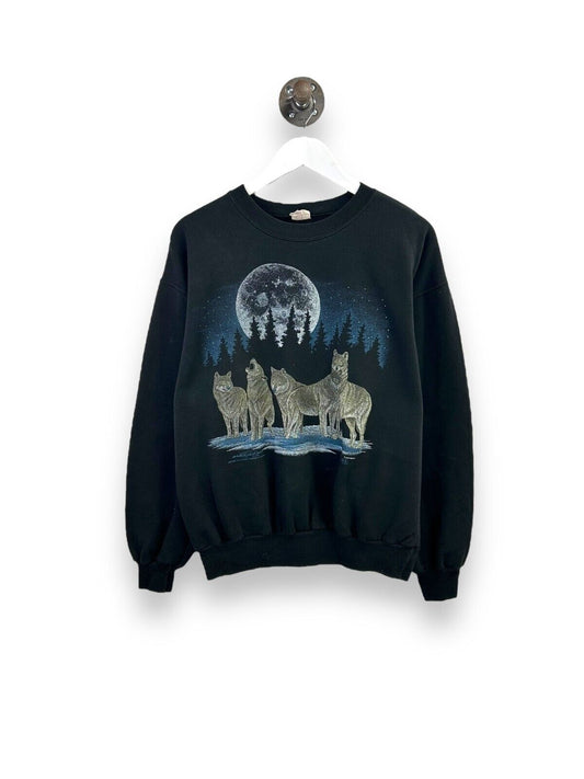 Vintage 90s Nature Wolf Pack Animal Graphic Sweatshirt Size Large