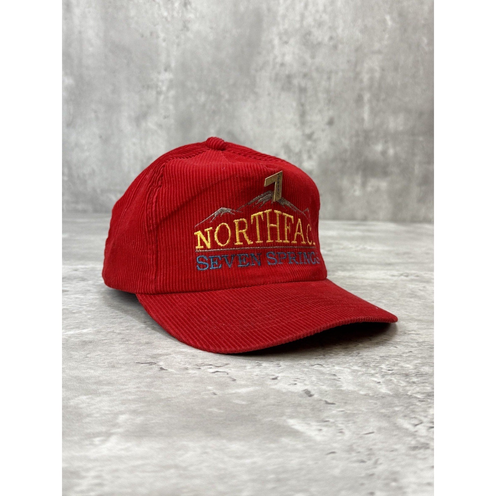 Vintage 90s North Face Seven Spring Embroidered Corduroy Snapback Hat OSFA