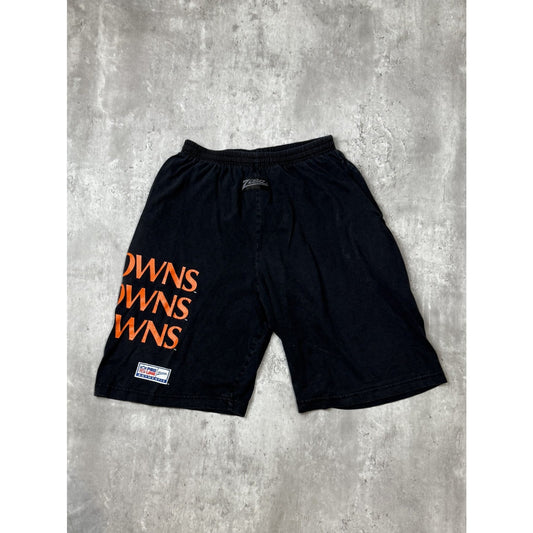 Vintage 90s Cleveland Browns NFL Zubaz Graphic Spellout Shorts Size Medium Black