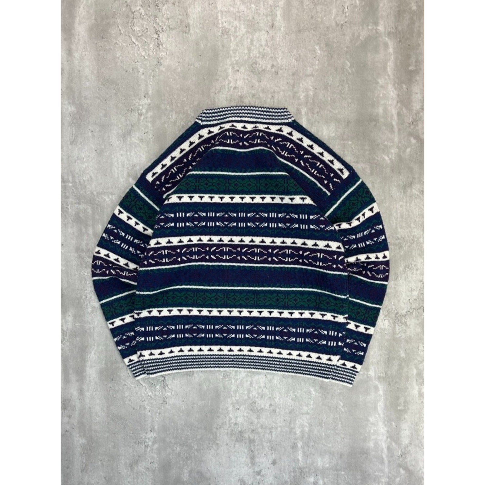 Vintage 90s The Custom Club Abstract Striped Print Knit Sweater Size Medium