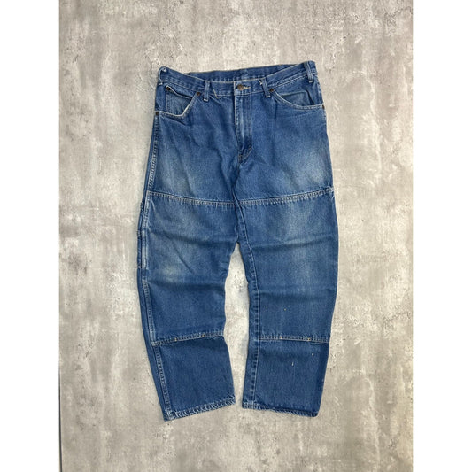 Vintage Dickies Dark Wash Double Knee Denim Workwear Five Pocket Pants Size 34