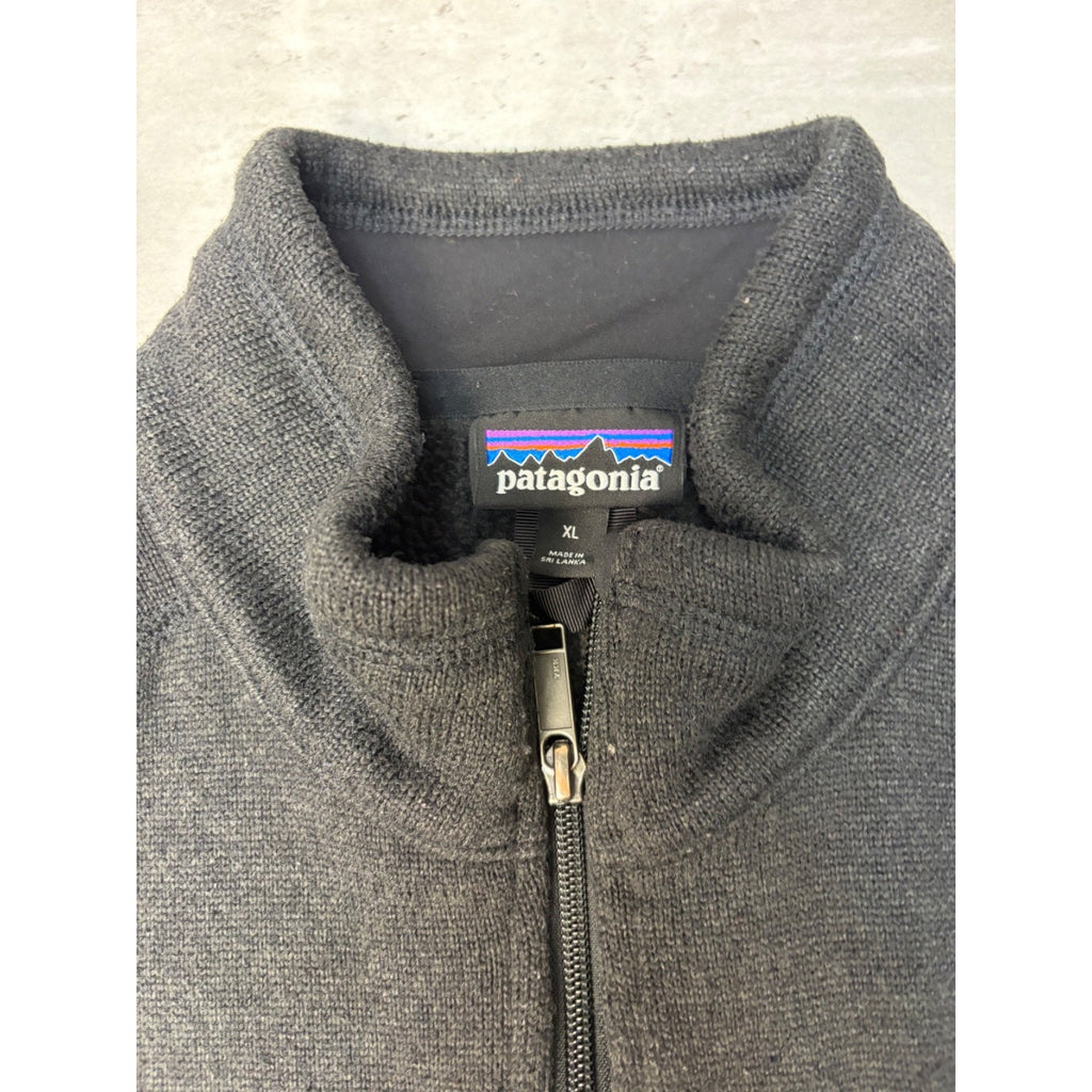 Vintage Patagonia Embroidered Patch Black Full Zip Vest Sweatshirt Size XL