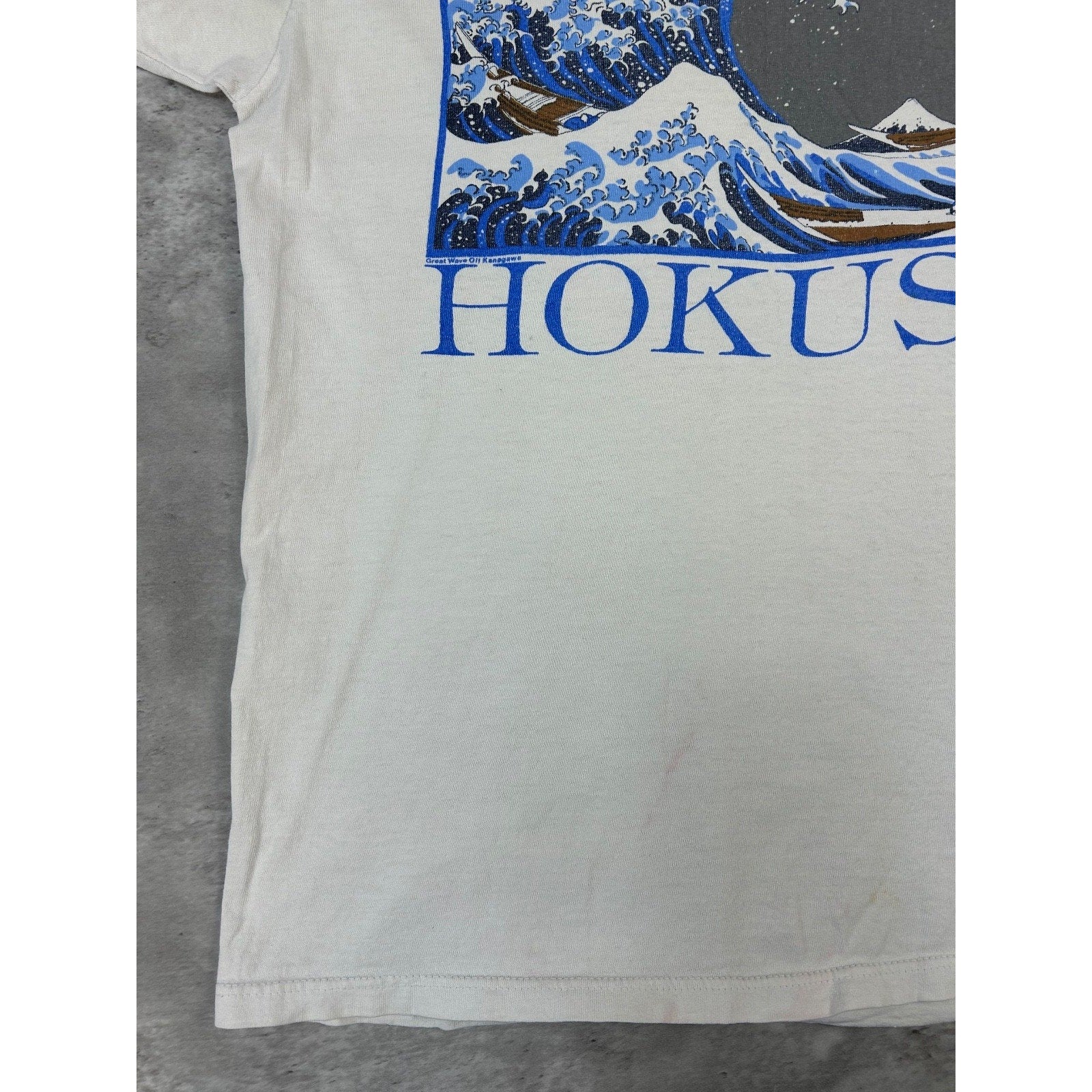Vintage 90s Hokusai The Great Wave Art Graphic T-Shirt Size Large White