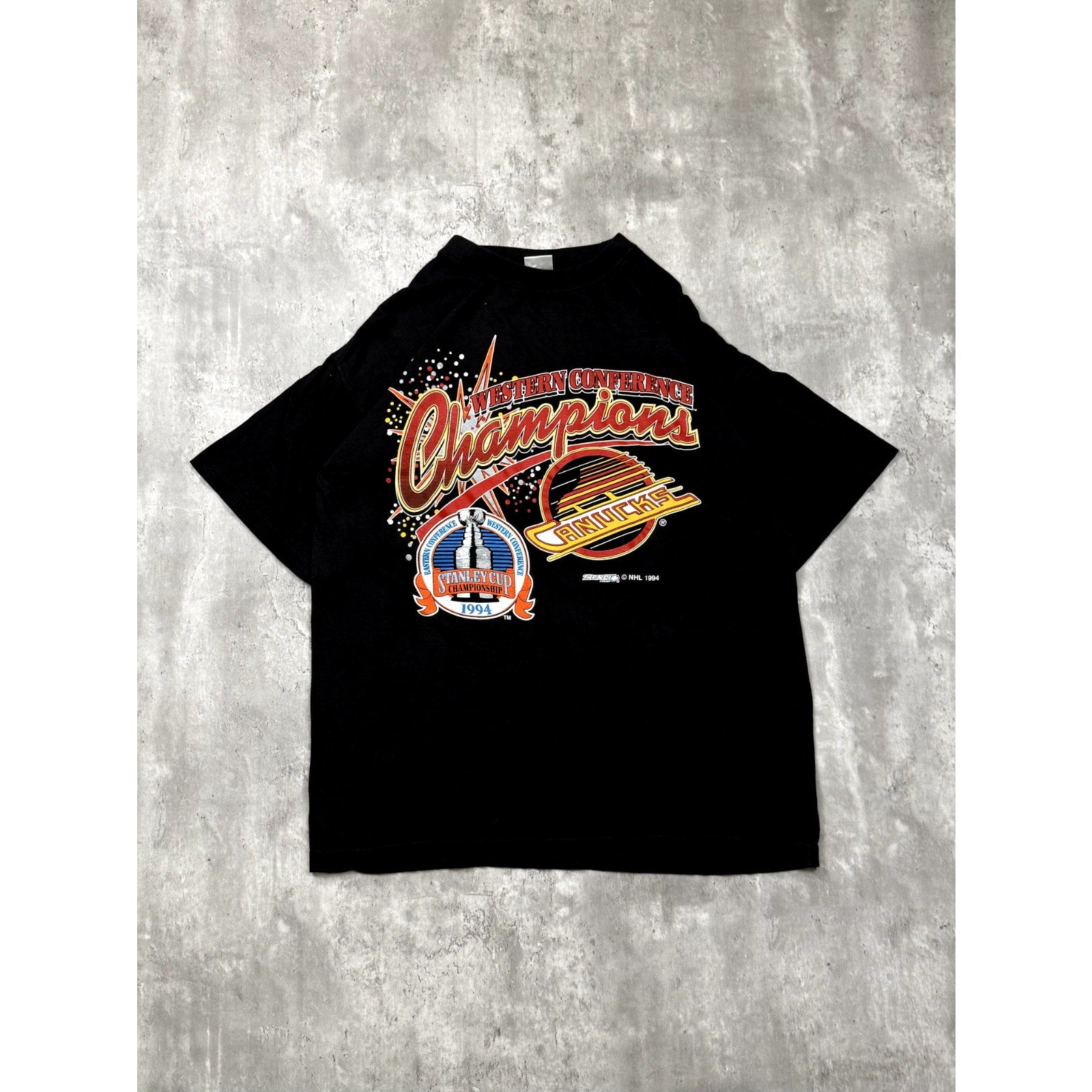 Vintage 1994 Vancouver Canucks NHL Western Conference Champions T-Shirt Sz Large