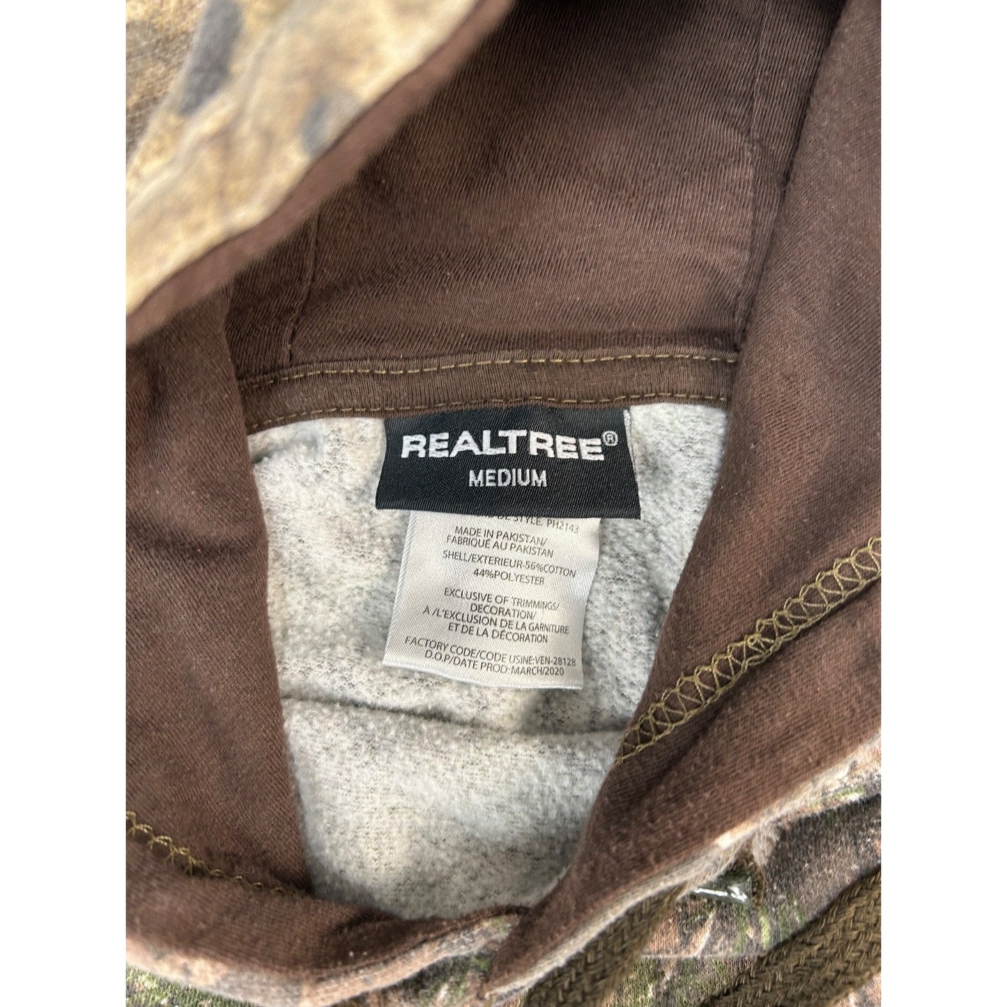 Vintage Realtree Xtra Tree Camo Hunting Pullover Hooded Sweatshirt Size Medium