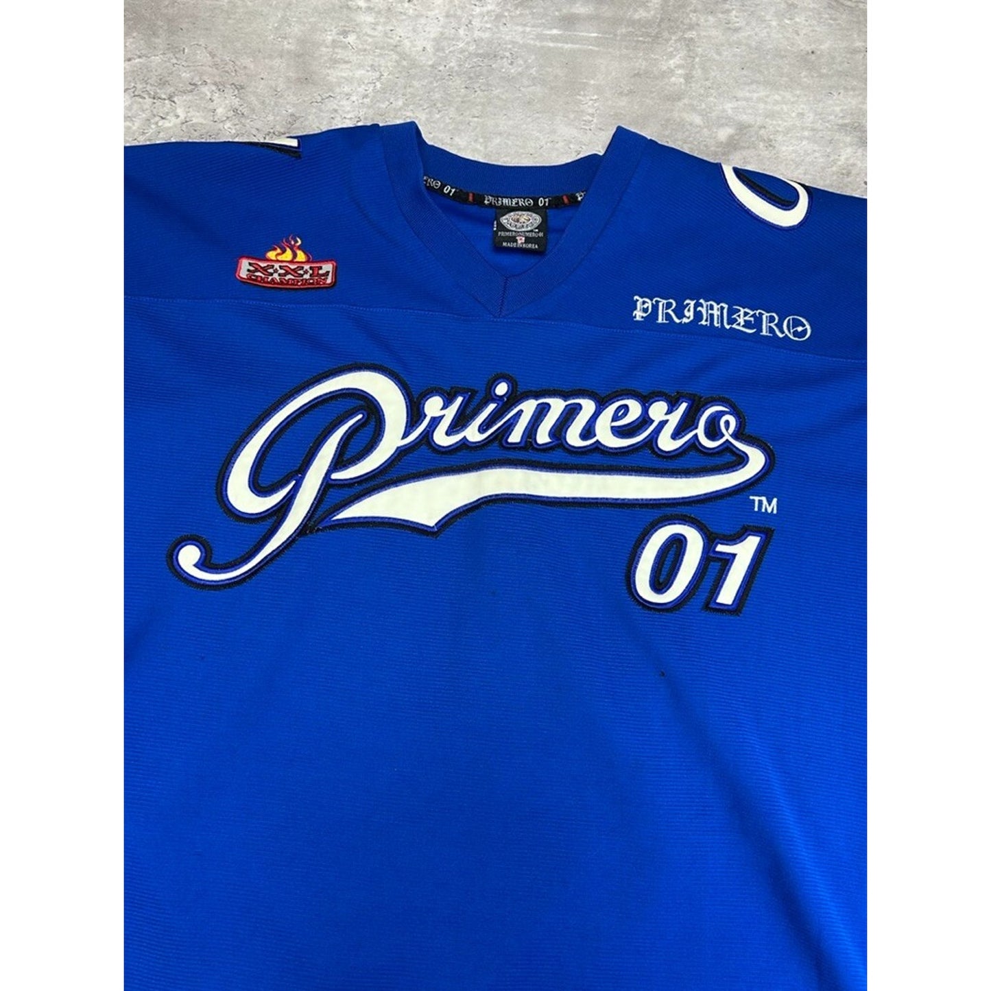 Vintage Y2K Primero #01 Tailsweep Spellout Nylon Football Jersey Size XXL