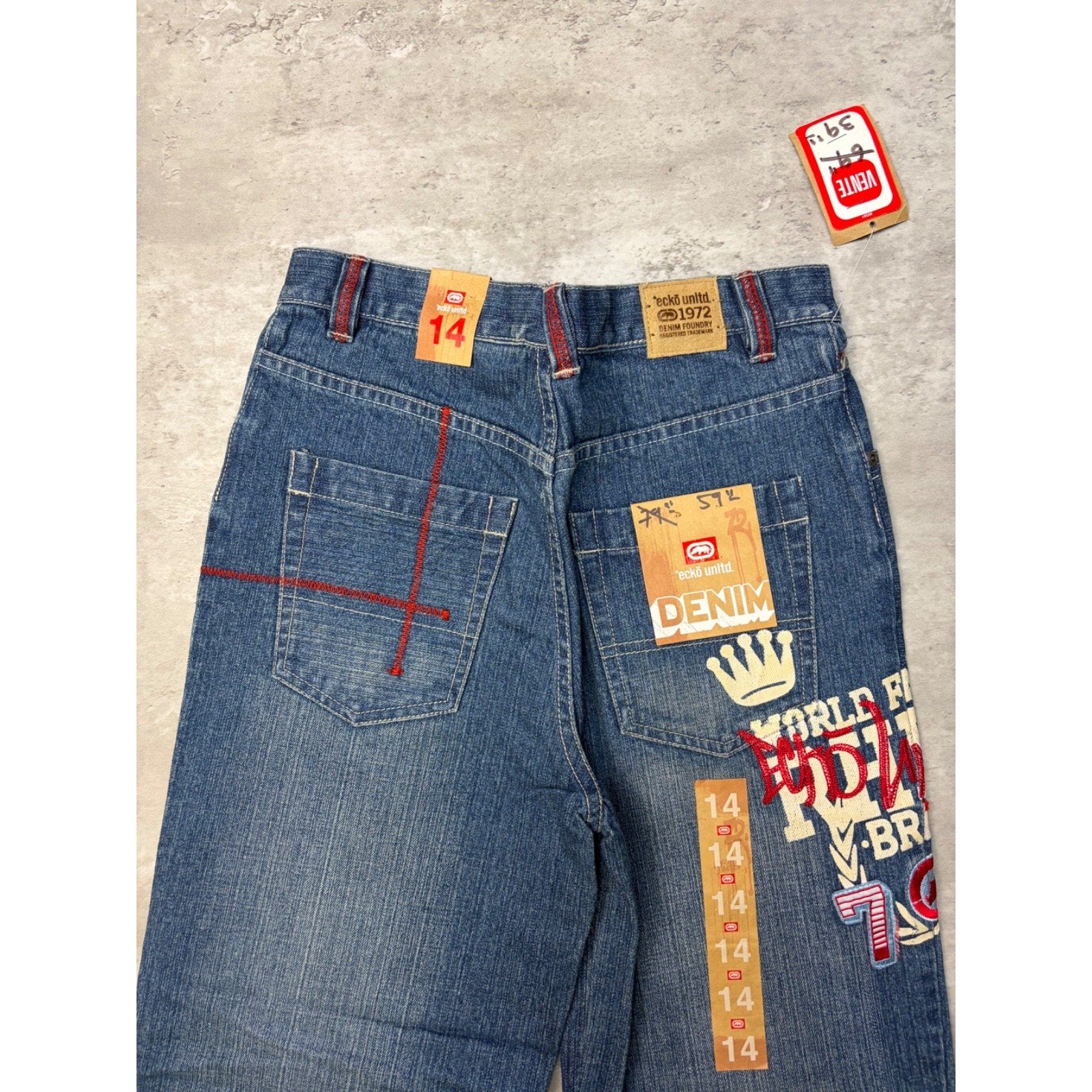 Vintage Y2K Womens Ecko Unilmited Embroidered Logo Medium Wash Denim Pants
