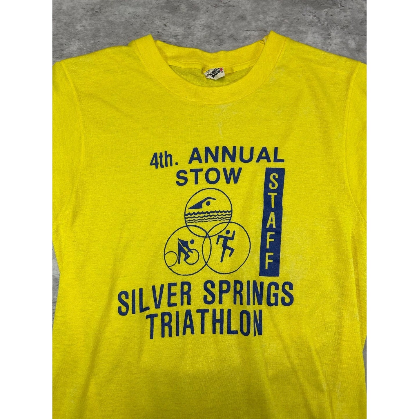 Vintage 1980s 4th Annual Silver Spring Triathlon Graphic T-Shirt Size Small