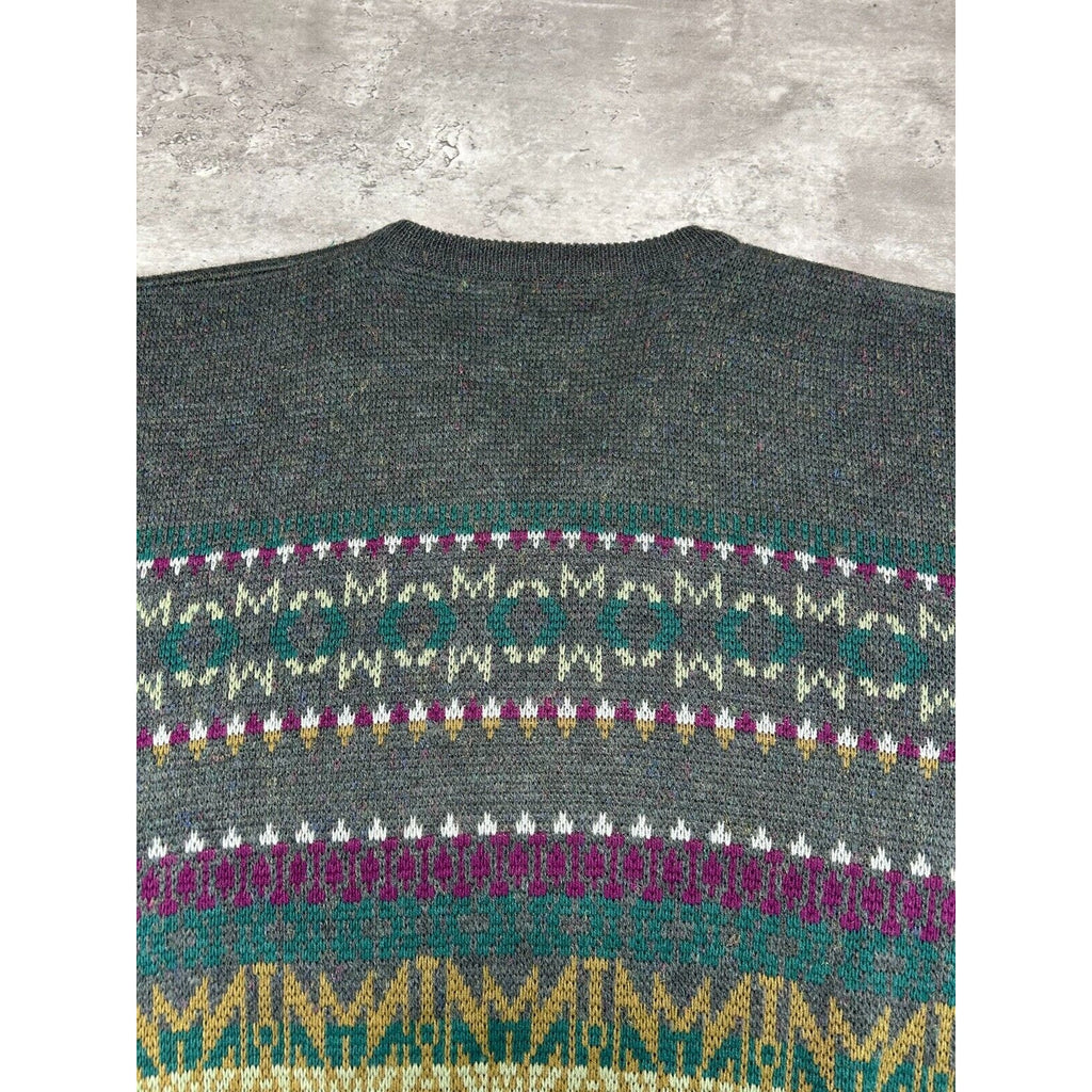 Vintage 80s/90s Sears Abstract Striped Ribbed Pullover Knit Sweater Size XL