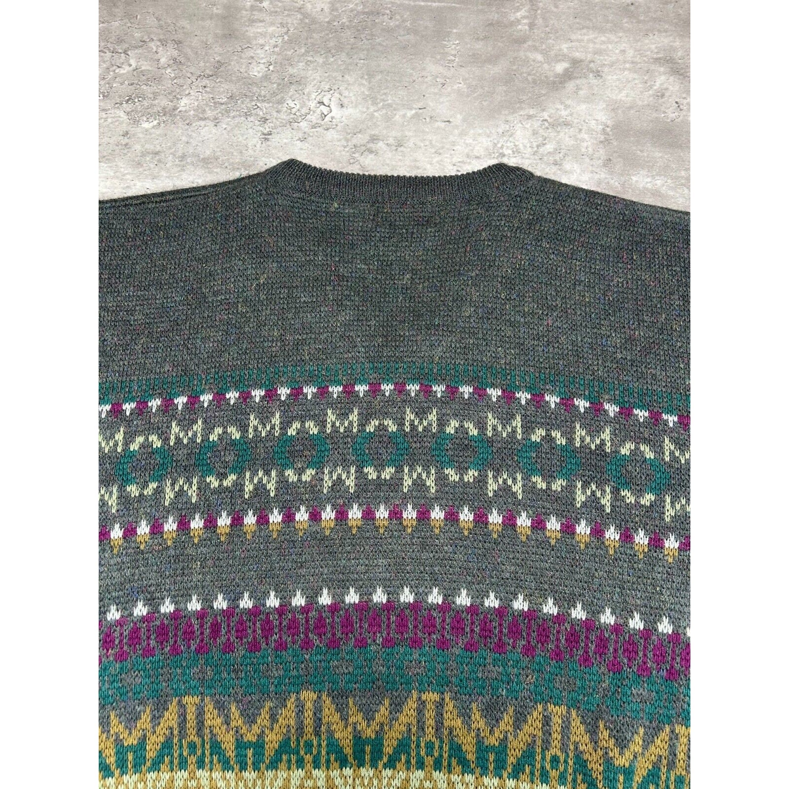 Vintage 80s/90s Sears Abstract Striped Ribbed Pullover Knit Sweater Size XL
