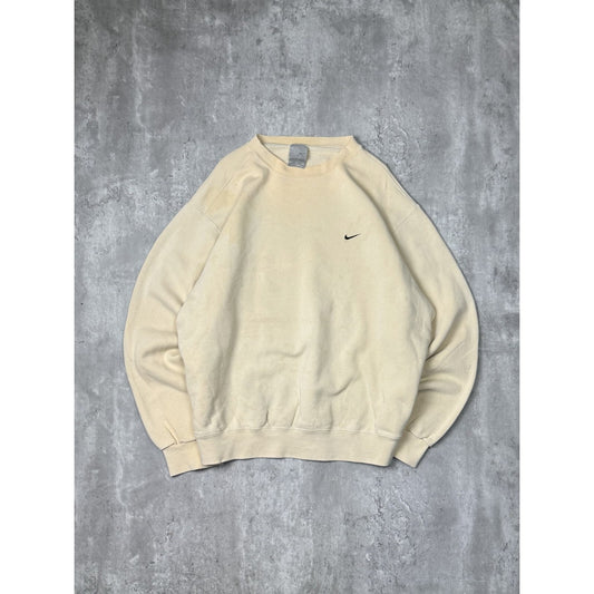 Vintage 2000s Nike Embroidered Mini Swoosh Earth Tone Sweatshirt Size XL Beige