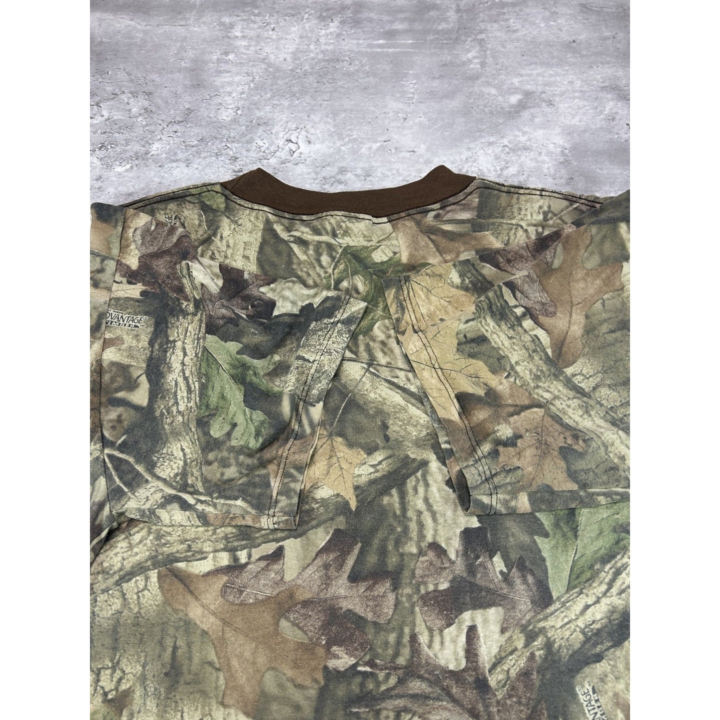 Vintage 90s Advantage Timber Tree Camo Pocket Hunting T-Shirt Size 2XL