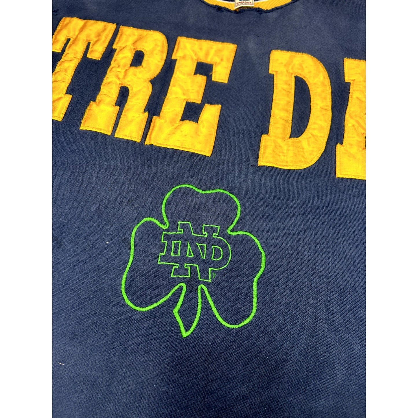 Vintage 90s Notre Dame Fighting Irish NCAA Big Spellout Sweatshirt Size XL Blue