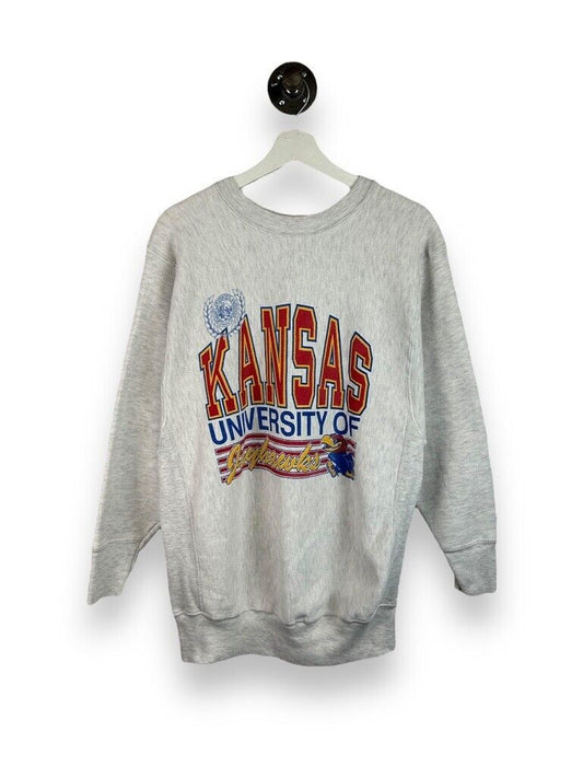 Vintage Kansas Jayhawks NCAA Collegiate Spellout Graphic Sweatshirt Size Large