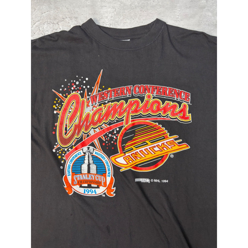 Vintage 1994 Vancouver Canucks NHL Western Conference Champions T-Shirt Sz Large